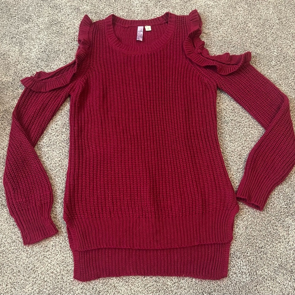 Womens Maroon Knit Cold Shoulder Sweater Alya Brand Size M